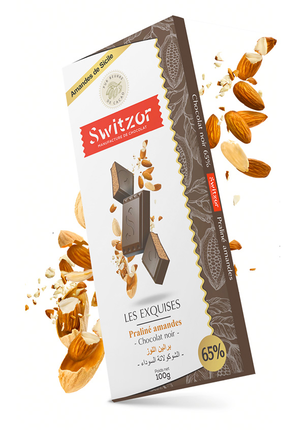 Chocolat noir praliné amandes 65% de cacao