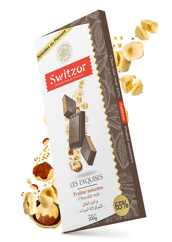 Chocolat noir praliné noisettes 65% de cacao