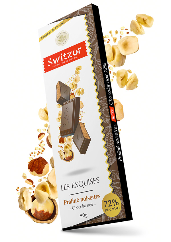 Chocolat noir praliné noisettes 72% de cacao